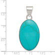 Sterling Silver Turquoise Polished Oval Pendant - Birthstone Company