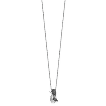 Sterling Silver Diamond Penguin Necklace, Rhodium-Plated, Gift Ready