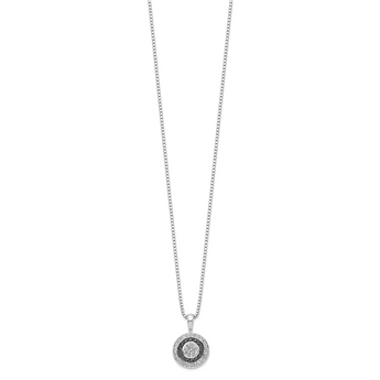 Sterling Silver Circle Pendant Necklace: Black & White Diamonds