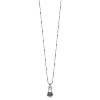 Sterling Silver Black Diamond Love Knot Necklace with Extender