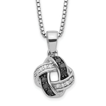 925 Sterling Silver Black & White Diamond Necklace with Extender Elegant & Gift Ready