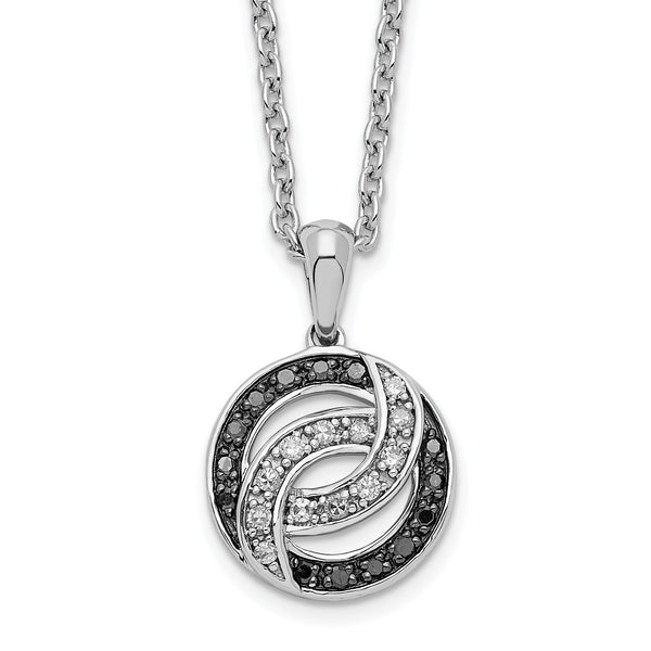 White Night Sterling Silver Diamond Necklace with Black and White Stones