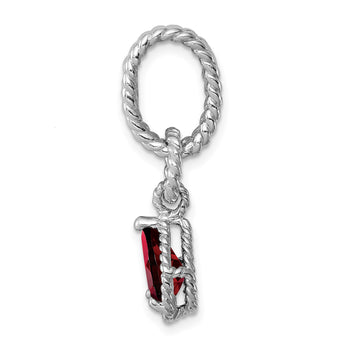 Sterling Garnet Pear Twisted Pendant - Birthstone Company