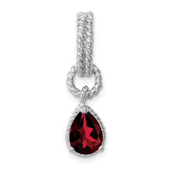 Sterling Garnet Pear Twisted Pendant - Birthstone Company