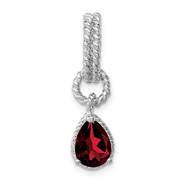Sterling Garnet Pear Twisted Pendant - Birthstone Company