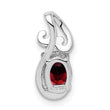 Sterling Silver Rhodium Plated Diamond & Garnet Oval Pendant - Birthstone Company