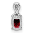 Sterling Silver Rhodium Plated Diamond & Garnet Oval Pendant - Birthstone Company
