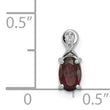 Sterling Silver Rhodium Plated Diamond & Garnet Oval Pendant - Birthstone Company
