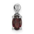 Sterling Silver Rhodium Plated Diamond & Garnet Oval Pendant - Birthstone Company