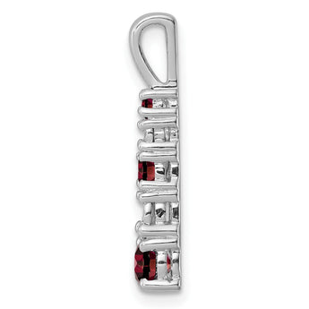 Sterling Silver Rhodium-plated Garnet & Diamond Pendant - Birthstone Company