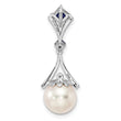 Sterling Silver Rhod Plated Dia. Created Sapphire FW Cultured Pearl Pendant - Birthstone Company