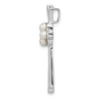 Sterling Silver Rhod Plated Diamond FW Cultured Pearl Cross Pendant - Birthstone Company