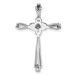 Sterling Silver Rhod Plated Diamond FW Cultured Pearl Cross Pendant - Birthstone Company