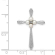 Sterling Silver Rhod Plated Diamond FW Cultured Pearl Cross Pendant - Birthstone Company