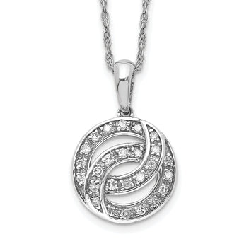 Sterling Silver Diamond Circle Necklace with Polished Rhodium Finish