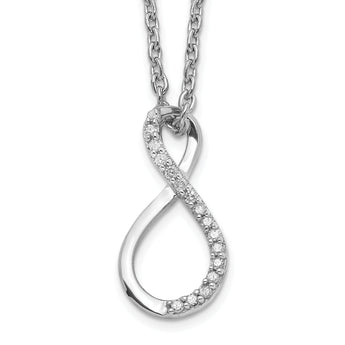 Sterling Silver Infinity Necklace with Diamond Accents and Rhodium Finish