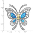 Sterling Silver Opal CZ Butterfly Pin with Rhodium Finish