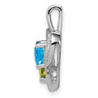 Sterling Silver Rhodium-plated Blue Topaz Peridot Diamond Pendant - Birthstone Company