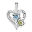 Sterling Silver Rhodium-plated Blue Topaz Peridot Diamond Pendant - Birthstone Company