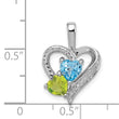 Sterling Silver Rhodium-plated Blue Topaz Peridot Diamond Pendant - Birthstone Company
