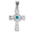 Sterling Silver Antiqued Recon Turquoise Cross Pendant - Birthstone Company