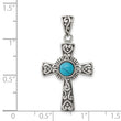 Sterling Silver Antiqued Recon Turquoise Cross Pendant - Birthstone Company