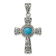 Sterling Silver Antiqued Recon Turquoise Cross Pendant - Birthstone Company