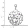 Sterling Silver Rhodium-plated w/Amethyst Pendant - Birthstone Company