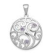 Sterling Silver Rhodium-plated w/Amethyst Pendant - Birthstone Company