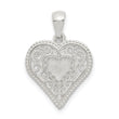 Sterling Silver Polished Filigree Heart Pendant