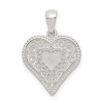 Sterling Silver Polished Filigree Heart Pendant