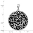 Filigree Onyx Circle Pendant in Sterling Silver, 38mm Diamond-Cut