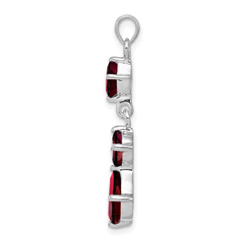 Sterling Silver Rhodium-plated Garnet Pendant - Birthstone Company