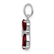 Sterling Silver Rhodium-plated Garnet and Diamond Cat Pendant - Birthstone Company