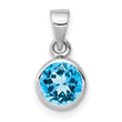 Sterling Silver Rhodium-plated Polished Blue Topaz Round Pendant - Birthstone Company