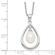 Polished Sterling Silver Pearl Pendant Necklace 17-Inch
