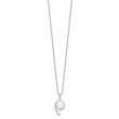 Sterling Silver Pearl and CZ Pendant Necklace with Rhodium Polish