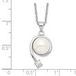 Sterling Silver Pearl and CZ Pendant Necklace with Rhodium Polish