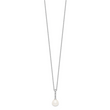 Sterling Silver Rhodium-Plated Pearl CZ Necklace Elegant Women's Jewelry