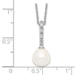 Sterling Silver Rhodium-Plated Pearl CZ Necklace Elegant Women's Jewelry - Birthstone Company