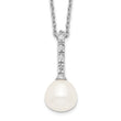 Sterling Silver Rhodium-Plated Pearl CZ Necklace Elegant Women's Jewelry