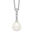 Sterling Silver Rhodium-Plated Pearl CZ Necklace Elegant Women's Jewelry - Birthstone Company