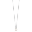 Sterling Silver Pearl Necklace with CZ Accent, Elegant 17 Design