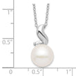 Sterling Silver Pearl Necklace with CZ Accent, Elegant 17 Design