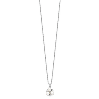 Sterling Silver CZ and Freshwater Pearl Elegant Necklace