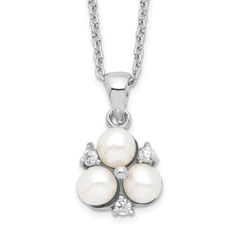 Sterling Silver CZ and Freshwater Pearl Elegant Necklace