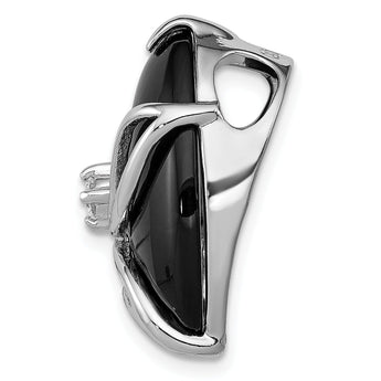 Onyx & Cubic Zirconia Slide Pendant in Sterling Silver, 22mm