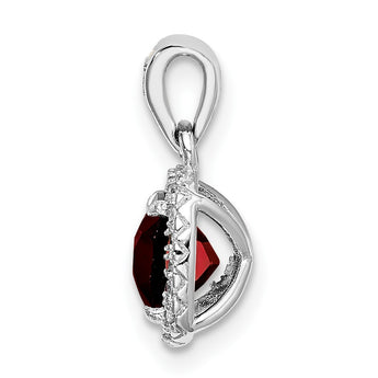 Sterling Silver Rhodium-plate 1.05Garnet/Created White Sapphire Pendant - Birthstone Company