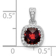 Sterling Silver Rhodium-plate 1.05Garnet/Created White Sapphire Pendant - Birthstone Company