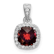 Sterling Silver Rhodium-plate 1.05Garnet/Created White Sapphire Pendant - Birthstone Company